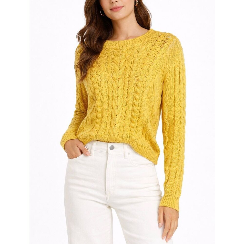Women's Yellow Cable Knit Sweater